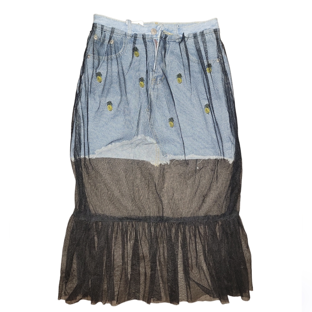 *CLEARANCE* Pineapple 2 layer jean skirt